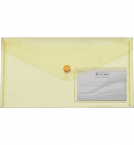 Папка-конверт пластикова на кнопці Travel, DL (240 x 130 мм) Buromax BM.3938-08 жовтий