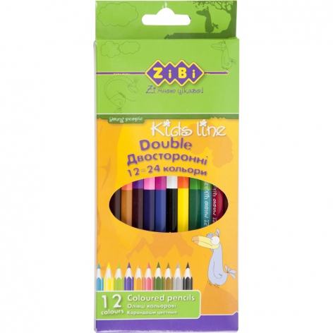 Олівці кольорові двосторонні 12 шт, 24 кольори DOUBLE ZiBi zb.2461