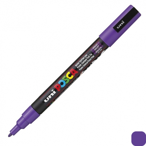 Художній маркер-фарба POSCA 0,9 -1,3 мм, конусний письмовий вузол, фіолетовий, uni PC-3M.Violet