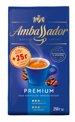 Кава мелена, Ambassador Premium, вакуумне пакування 250г, am.53591