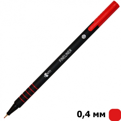 Файнлайнер SANTI  товщина лініі написання 0,4 мм червоного кольору (741660)