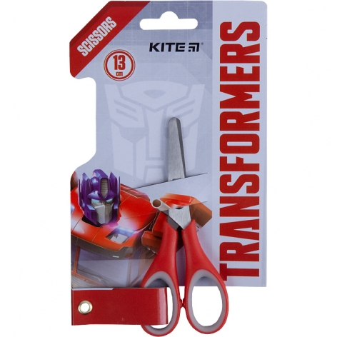 Ножиці дитячі з гумовими вставками на ручках, 13 см Transformers Kite tf21-123 червоний