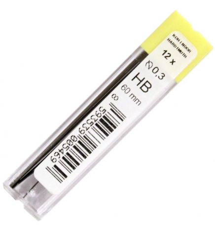 Стрижні для механічного олівця 0,3 мм,  (12 штук в упаковці) Koh-i-noor 4132.HB