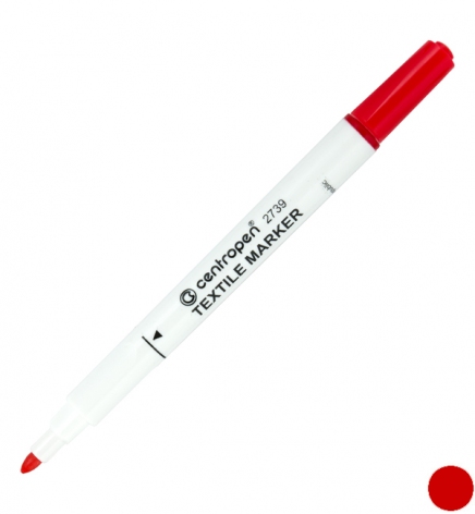 Маркер для маркування тканини, 2 мм, конусний письмовий вузол, Centropen TEXTILE 2739/02 червоний