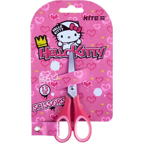 Ножиці дитячі з гумовими вставками на ручках, 13 см Hello Kitty Kite hk21-123 рожевий