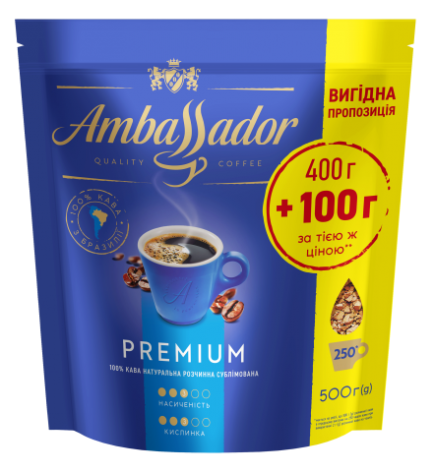 Кава розчинна Ambassador Premium, пакет 500г, am.53445