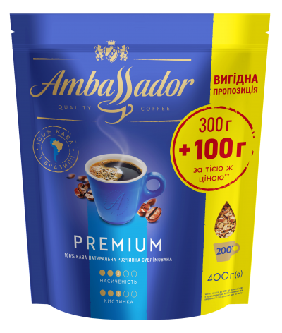Кава розчинна Ambassador Premium, пакет 400 г, am.53444