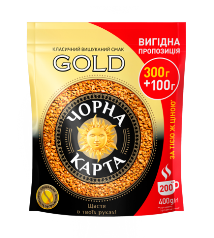 Кава розчинна Чорна карта Gold, пакет, 400г, ck.51051