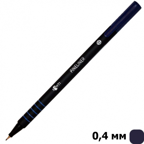Файнлайнер SANTI  товщина лініі написання 0,4 мм темно-синього кольору (741660)
