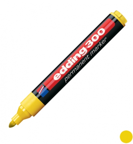 Маркер перманентний 1,5 - 3,0 мм, конусний письмовий вузол, жовтий, Edding Permanent marker e-300/05