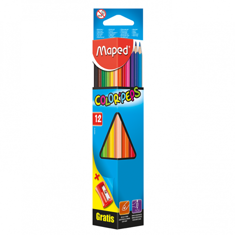Олівці кольорові COLOR PEPS Classic 12 кольорів + чинка MAPED MP.183213