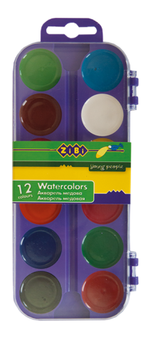 Акварельные краски 12 цветов,фиолетовый футляр KIDS Line ZIBI ZB.6521-07