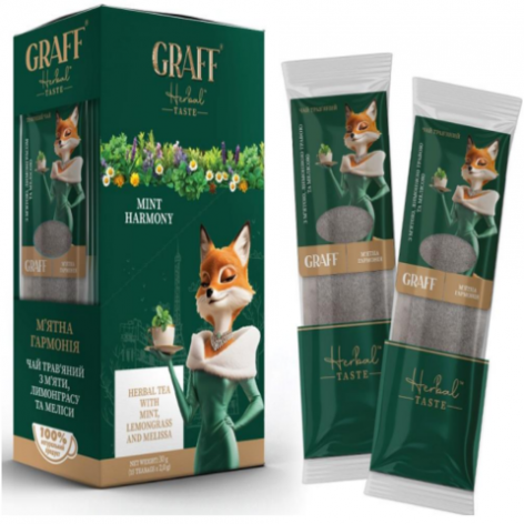Чай трав'яний 30 г (2 г*15), кадді-пакет, «Mint Harmony/М'ятна Гармонія»  GRAFF gr.12164