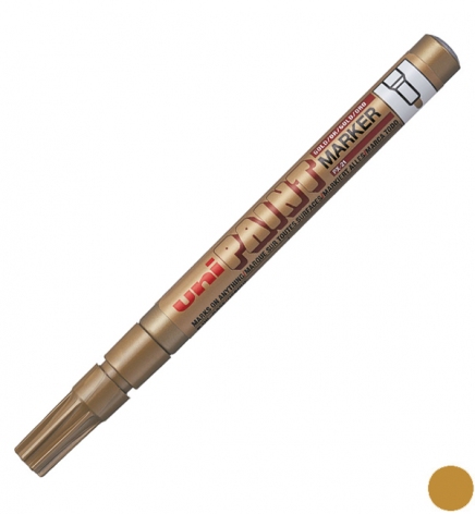 Маркер перманентний технічний 0,8 - 1,2 мм, конусний письмовий вузол, золото, uni Paint marker PX-21