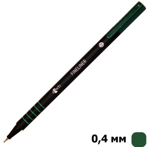 Файнлайнер SANTI  товщина лініі написання 0,4 мм темно-зеленого кольору (741660)