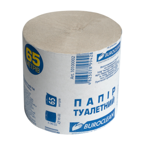 Папiр туалетний макулатурний 65 метрів, без гільзи, сірий Buroclean 10100002