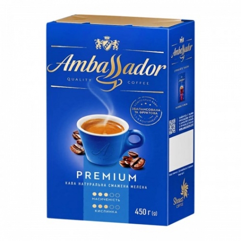 Кава мелена, Ambassador Premium, вакуумне пакування 450г, am.53465