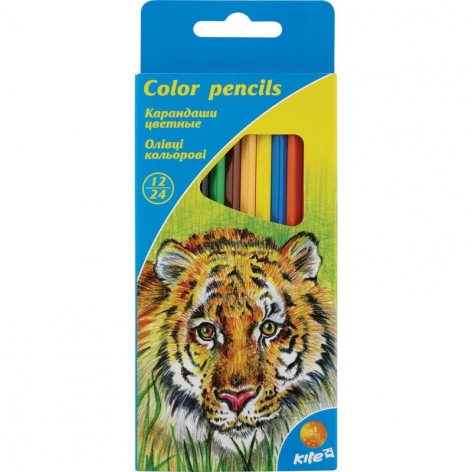 Олівці кольорові двосторонні 12 штук 24 кольори 