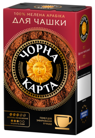 Кава мелена Чорна Карта для заварювання у чашці, вакуумне пакування 230г, ck.52355