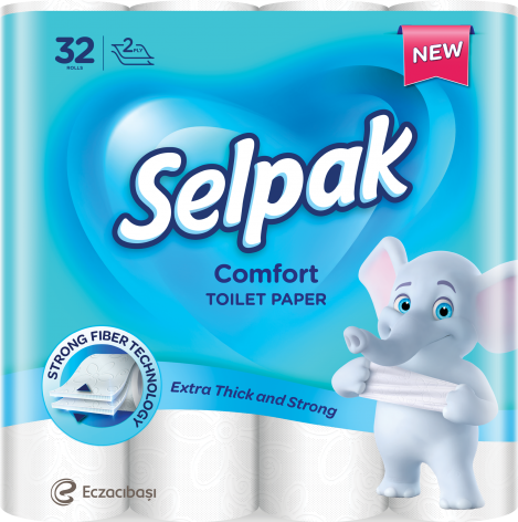 Папір туалетний целюлозний Comfort двошаровий, 32 рулона в пакуванні, білий Selpak sp.74471