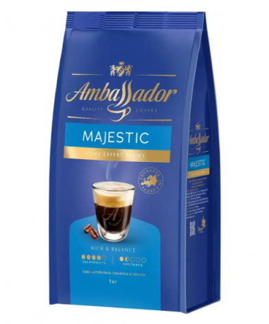 Кава в зернах Ambassador Majestic, пакет 1000г, am.52088