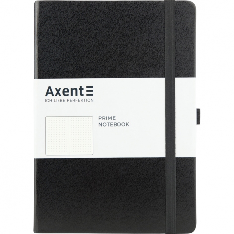 Книга записная Partner Prime А5 (145х210) на 96 листов точка, точка кремовый блок, чёрная Axent 8304-01-a