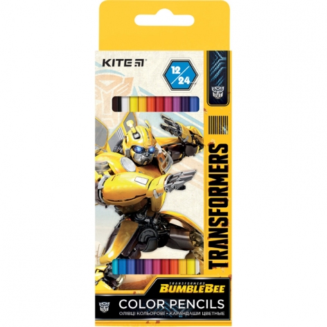 Карандаши цветные двухсторонние 12 штук 24 цвета серия Transformers Kite tf20-054