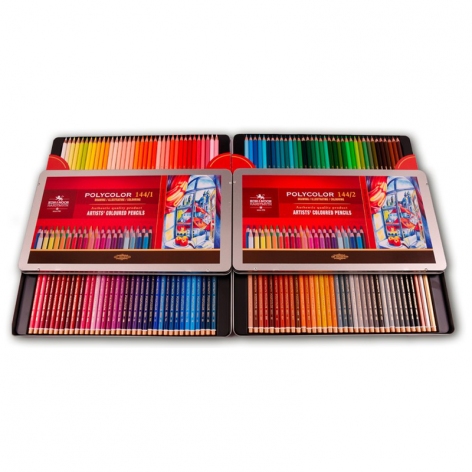 Карандаши цветные POLYCOLOR 144 цвета в металлической упаковке Koh-i-noor 3828
