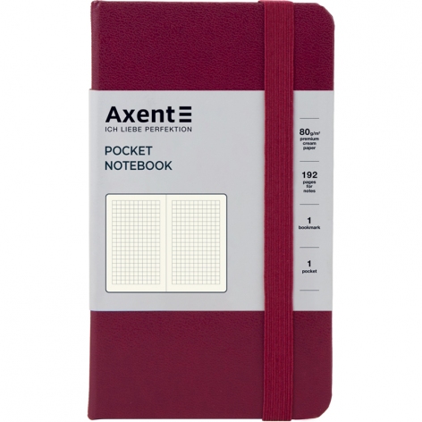 Записна книжка Partner А6-(95х140мм) на 96 арк. кремовий блок в клітинку Axent 8301-46-A винна