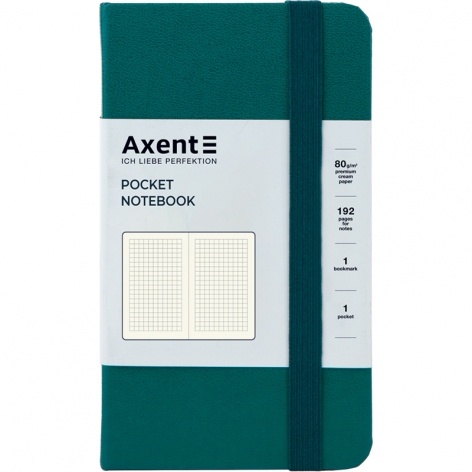 Записная книга Partner А6-(95х140мм) на 96 листов кремовый блок в клетку Axent 8301-31-A малахитовая