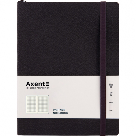 Записная книга Partner Soft L 190х250мм на 96 листов кремовый блок в клетку Axent 8615-01-a черная