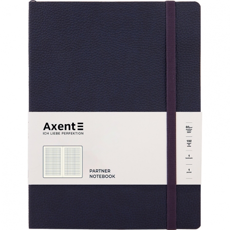 Записная книга Partner Soft L 190х250мм на 96 листов кремовый блок в клетку Axent 8615-02-a синяя