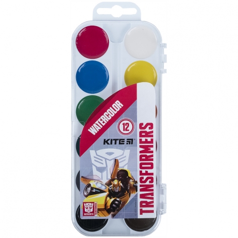 Фарби акварельні  12 кольорів в пластиковій упаковці Transformers Kite tf21-061