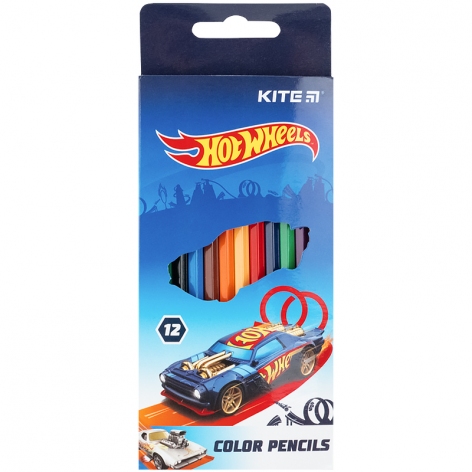 Олівці кольорові 12 кольорів серія Hot Wheels Kite hw21-051