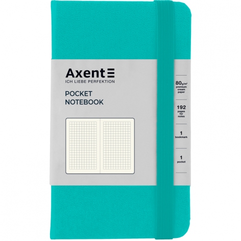 Записная книга Partner А6-(95х140мм) на 96 листов кремовый блок в клетку Axent 8301-16-A бирюзовая