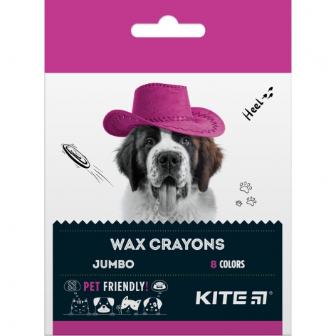 Крейда воскова Jumbo, 8 кольорів в упаковці Dogs Kite k22-076