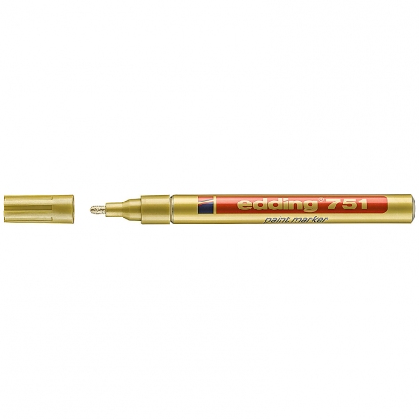 Маркер лаковий 1-2 мм, конусний письмовий вузол, золотий, Edding Paint e-751/53