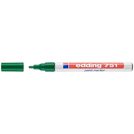 Маркер лаковий 1-2 мм, конусний письмовий вузол, зелений, Edding Paint e-751/04