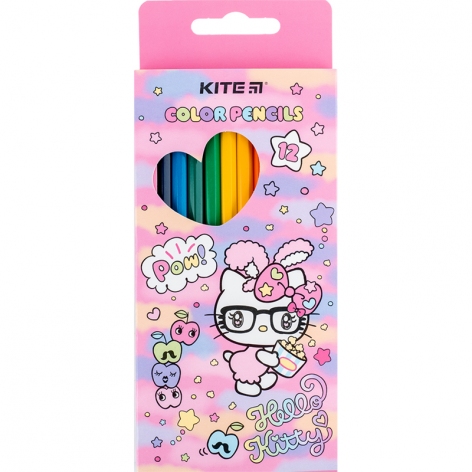 Олівці кольорові 12 кольорів в упаковці Hello Kitty Kite hk24-051