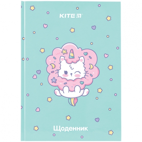 Щоденник шкільний, тверда обкладинка, Kite k24-262-6 Rainbow Catcorn