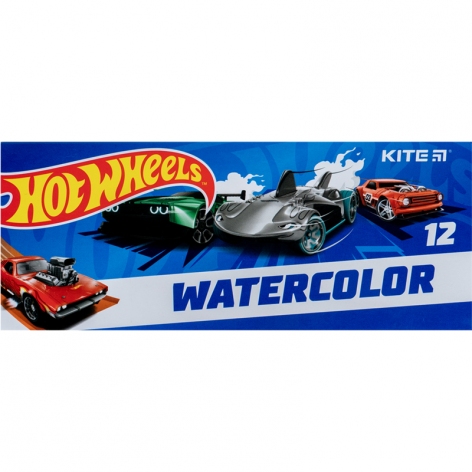 Фарби акварельні 12 кольорів в картонній упаковці Hot Wheels Kite hw23-041