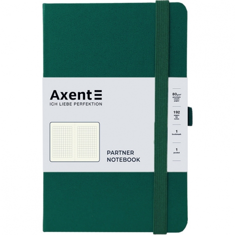 Записна книжка Partner А5-(125х195мм) на 96 арк. кремовий блок в клітинку Axent 8201-61-a зелений ліс