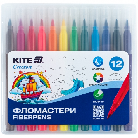Фломастери-пензлики, набір 12 кольорів Creative Kite k-1150