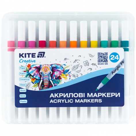 Маркери акрилові, набір 24 кольори Creative Kite k-1157