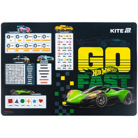 Підложка поліпропіленова настільна для писання, 42,5x29см, PP Hot Wheels Kite hw25-207-1