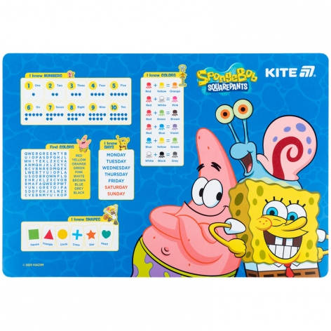 Підложка поліпропіленова настільна для писання, 42,5x29см, PP SpongeBob SquarePants Kite sb25-207