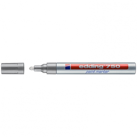 Маркер лаковий 2-4 мм, конусний письмовий вузол, срібний, Edding Paint e-750/54