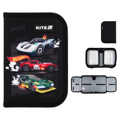Пенал на одне відділення з двома відворотами без наповнення Hot Wheels-1 Kite hw25-622-1
