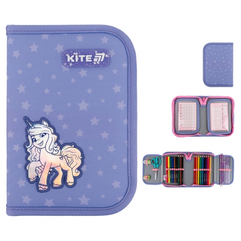Пенал на одне відділення з двома відворотами з наповненням Little Pony Kite lp25-622h