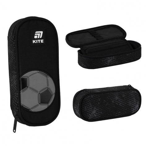 Пенал на одне відділення з органайзером без наповнення Football Kite k25-599-4